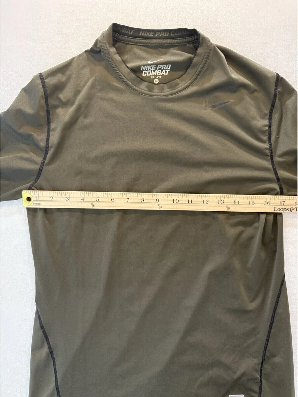 Nike Pro Combat Dri-FIT Men's Green Compression Long Sleeve Crew Neck Shirt M